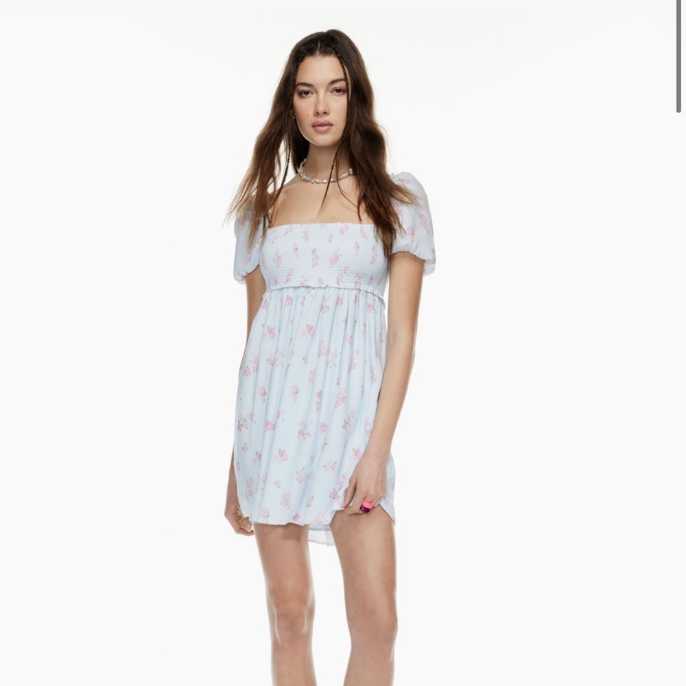 Aritzia Sunday Best Hadley Blue Pink Floral Dress